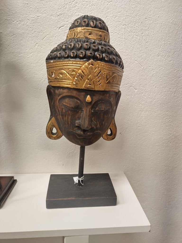 Boeddha masker op standaard - hout - NU VERZENDACTIE DHL!!!, Huis en Inrichting, Woonaccessoires | Boeddhabeelden, -, Kwastje-over-Kastje