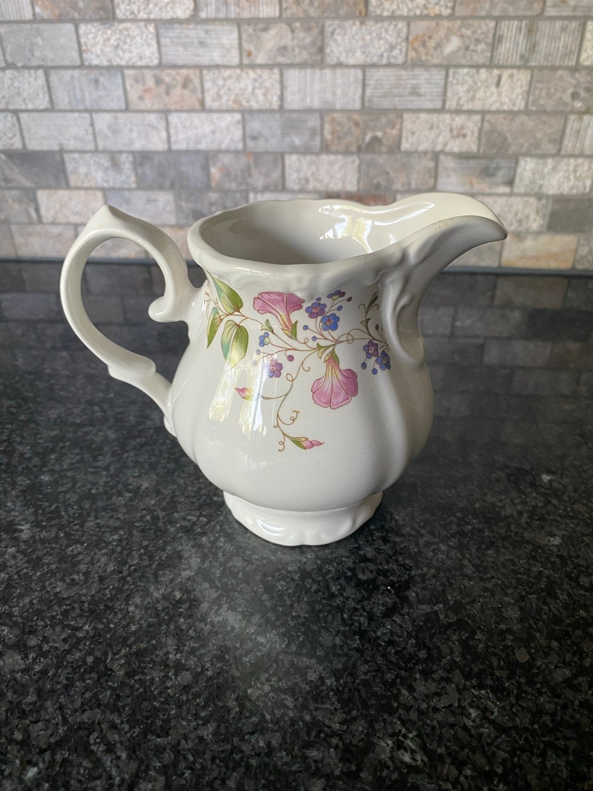 Pontesa Ironstone Melkkan met Bloemenpatroon - Made in Spain, Antiek en Kunst, Ophalen of Verzenden