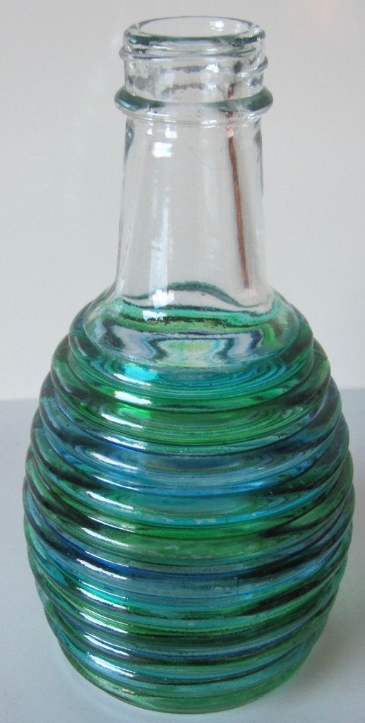 Glazen kleine knopvaas - vintage - geribbeld glas - fles, Verzamelen, Retro, Ophalen of Verzenden, Huis en Inrichting
