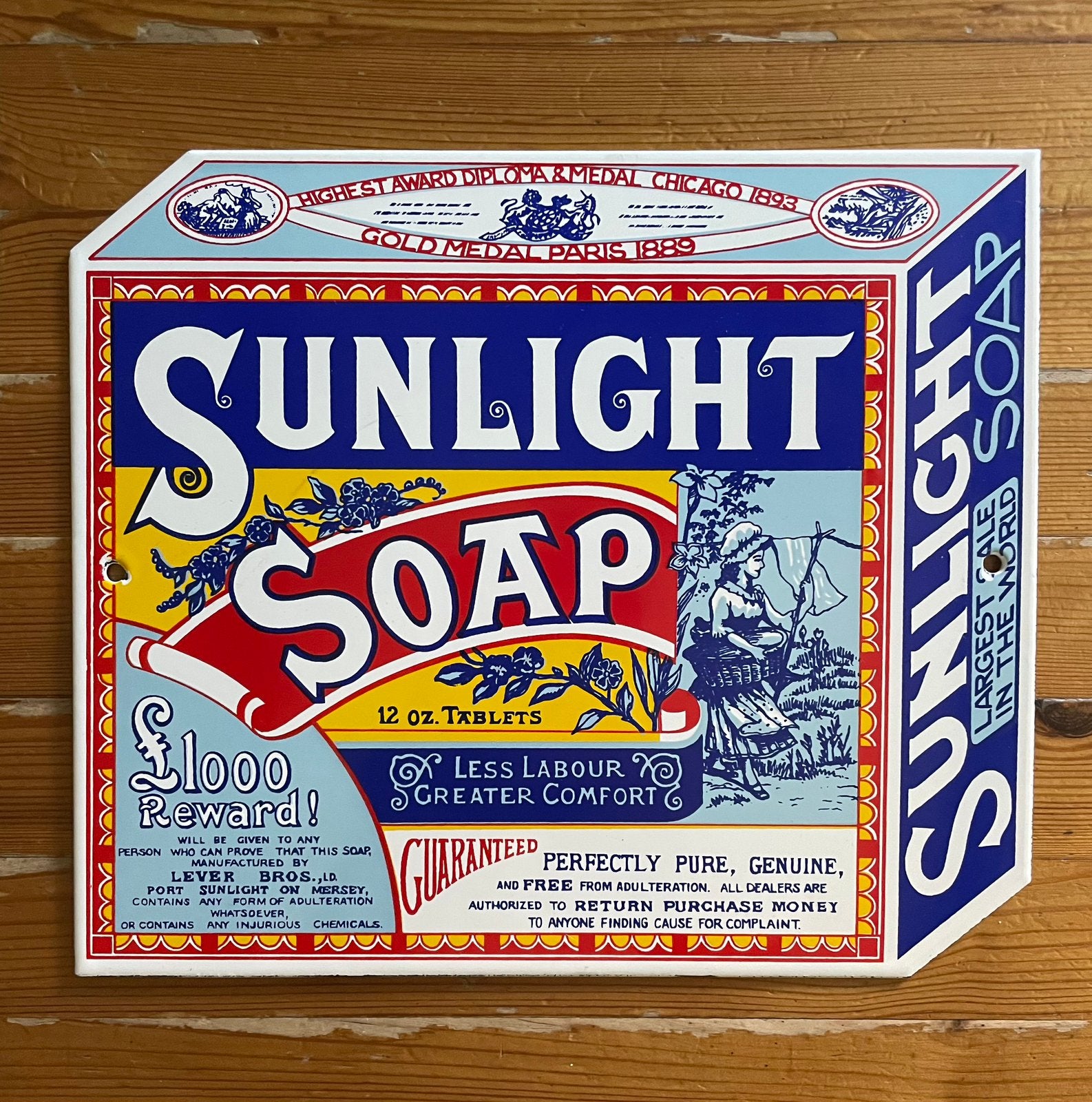 Emaille Sunlight Soap bord 25,5 x 22 cm, Ophalen of Verzenden
