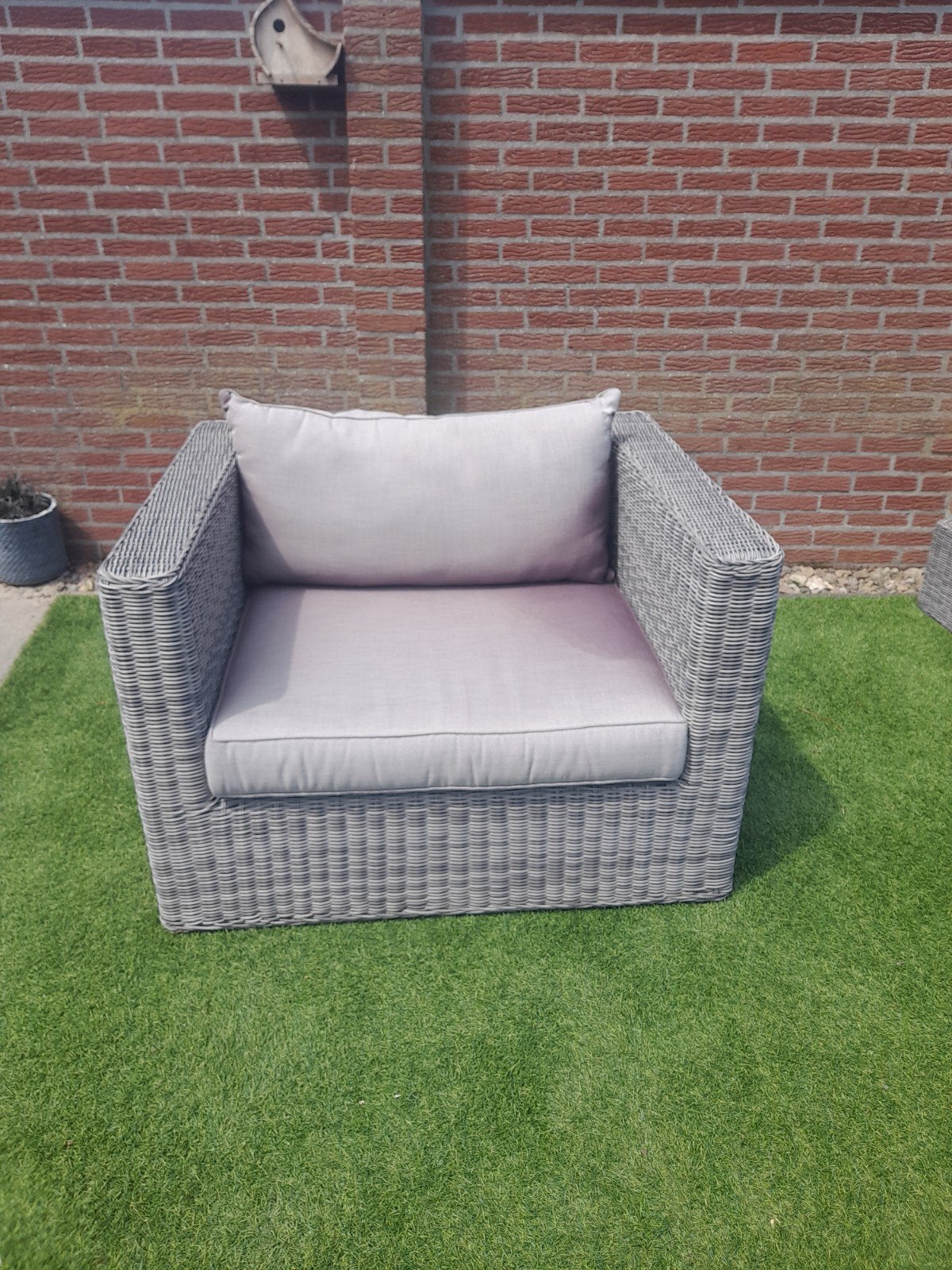 Tuin fauteuil met hocker, Ophalen, Kunststof, Hocker
