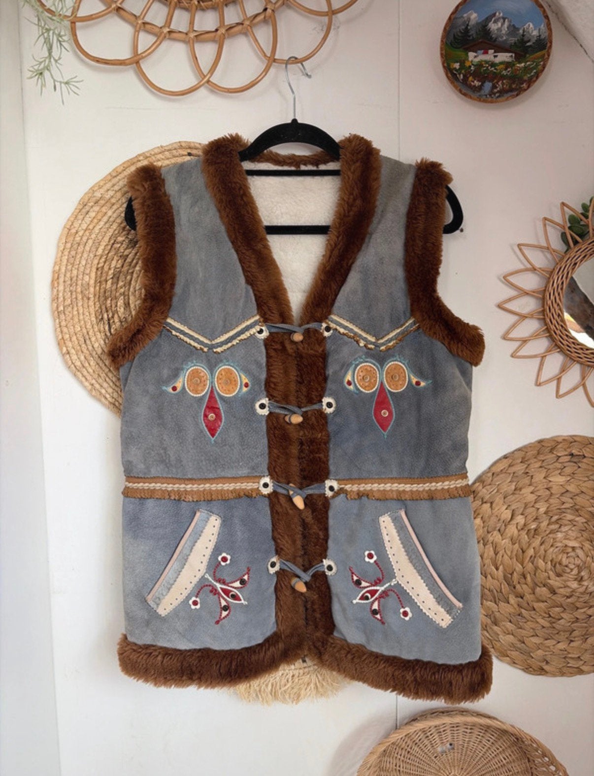 Vintage 70s afghaanse lammy shearling waistcoat winter jas, Kleding | Dames, Bodywarmers, Ophalen of Verzenden, Zo goed als nieuw