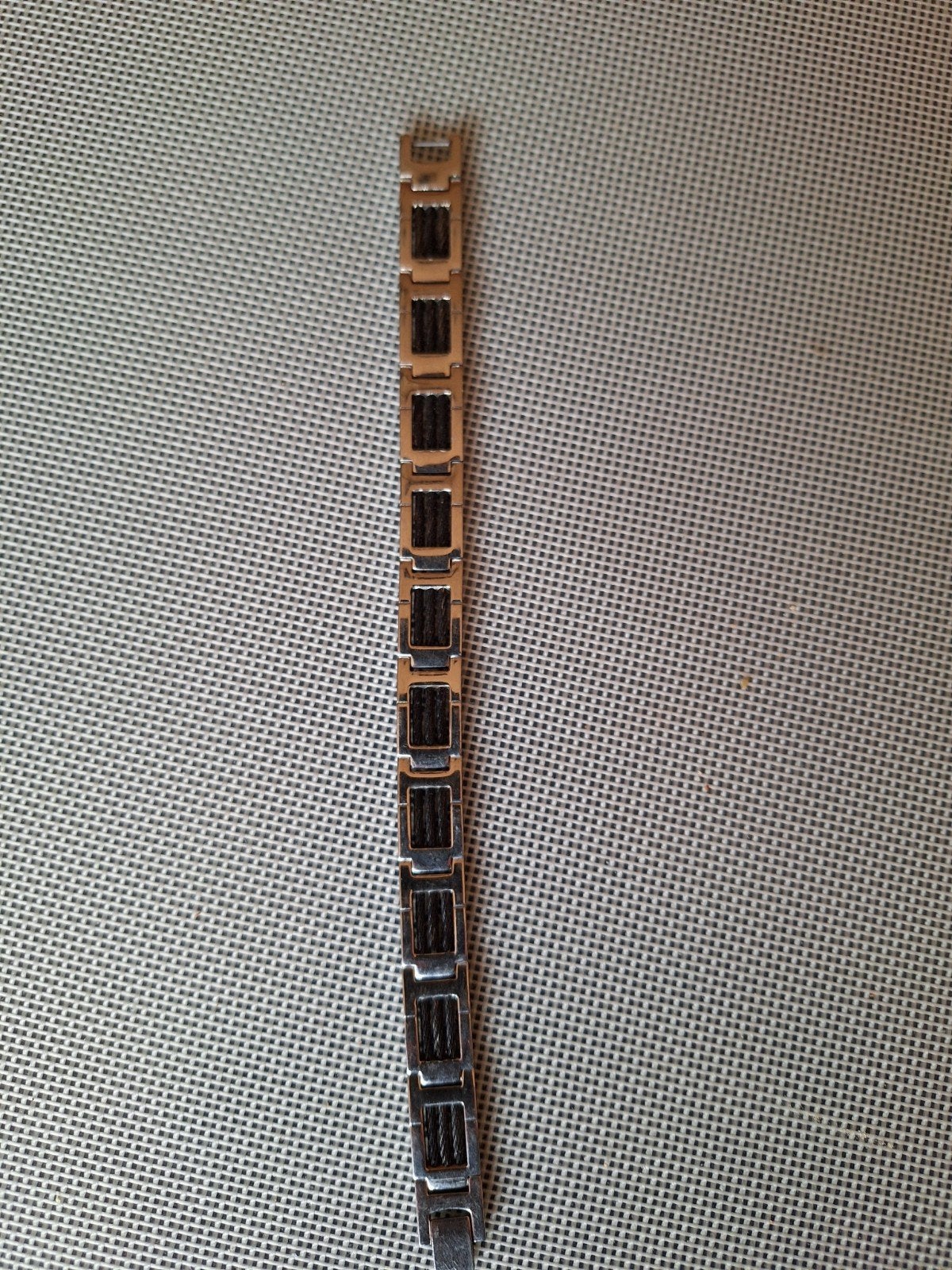 Stalen Heren Armband met  zwart kabeltjes, Ophalen of Verzenden, Zo goed als nieuw, Zwart, Staal