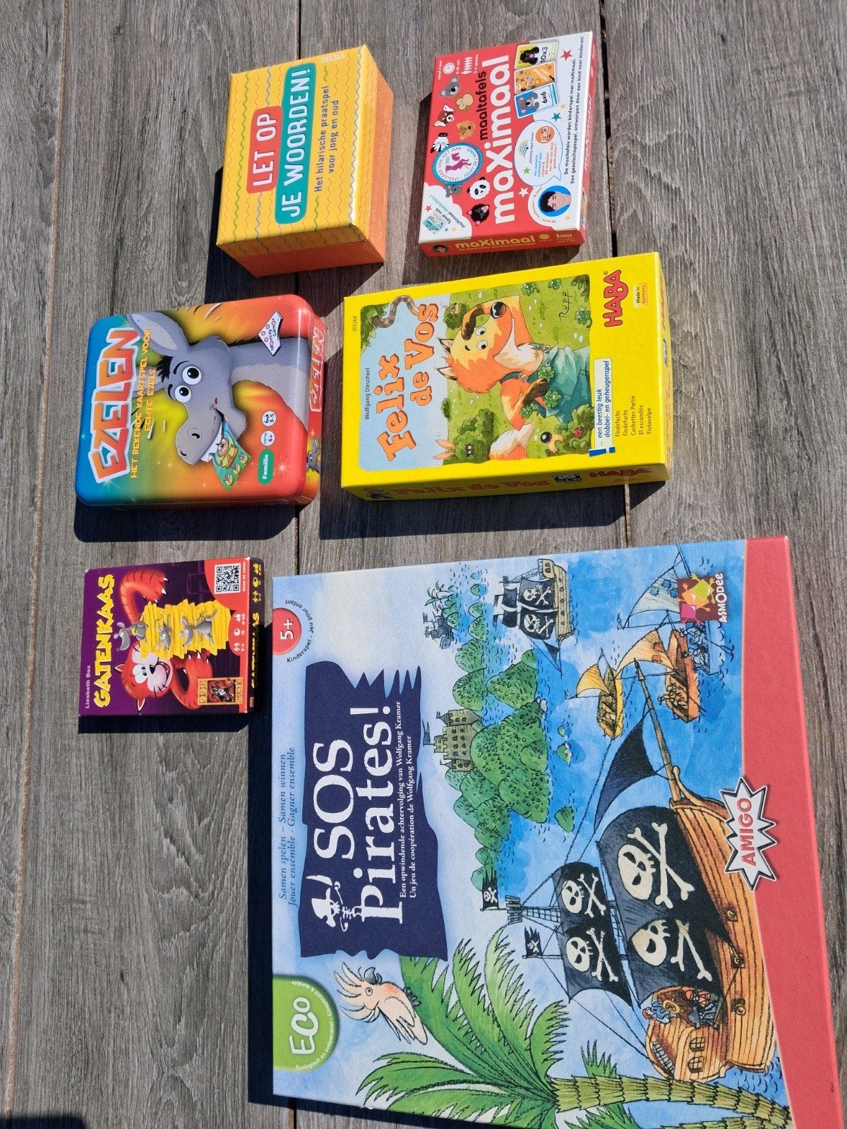 Diverse spelletjes: SOS Pirates, Ezels, Gatenkaas en meer!, Vijf spelers of meer, Ophalen of Verzenden, Gebruikt, Diverse uitgevers (o.a. Amigo, Haba)