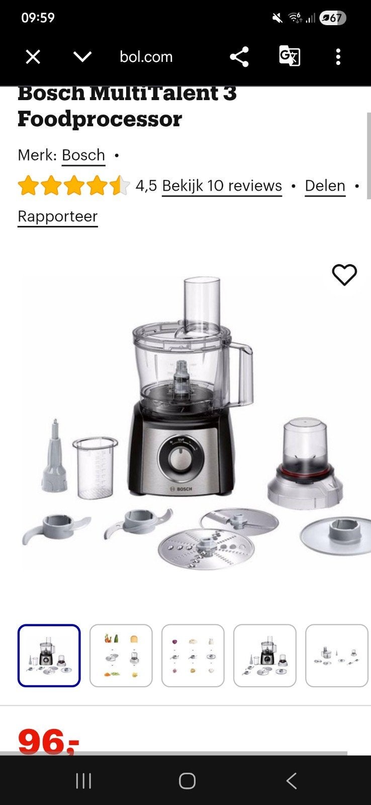Bosch foodprocessor, Ophalen, Gebruikt, 3 snelheden of meer
