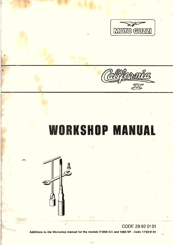 Moto Guzzi California II Additions to Workshop Manual 7964z, Motoren, Ophalen of Verzenden, Moto Guzzi