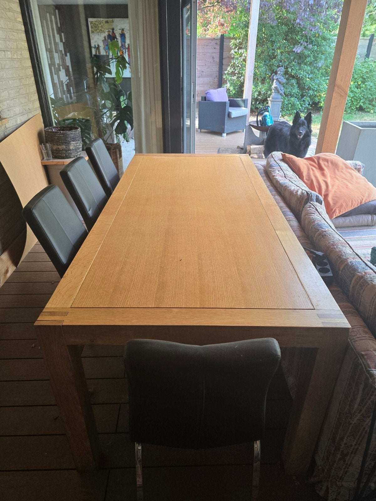 Houten tafel 90x200 cm, Ophalen, Gebruikt, Eikenhout, 50 tot 100 cm
