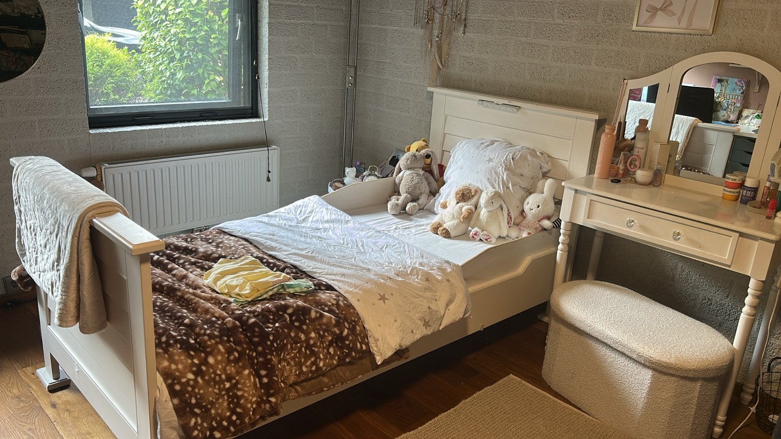 Eenpersoonsbed met hoofdbord en voetbord, Huis en Inrichting, Slaapkamer | Bedden, Ophalen, Gebruikt, 90 cm, Eenpersoons