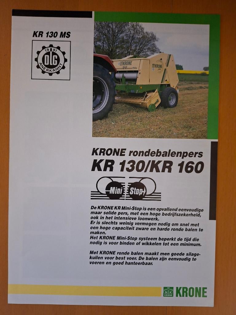 Folder Krone rondebalenpers KR 130 / KR 160, Verzenden, Gelezen, Tractor en Landbouw