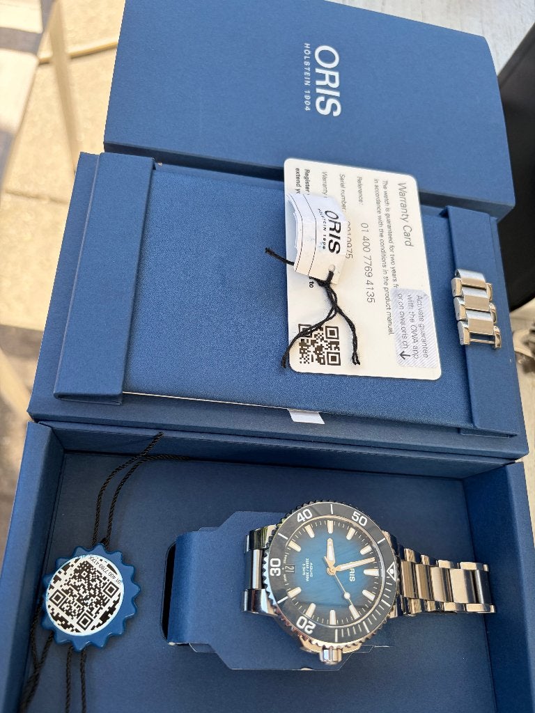 Oris Aquis Date calibre 400, Staal, Staal, Polshorloge, Zo goed als nieuw