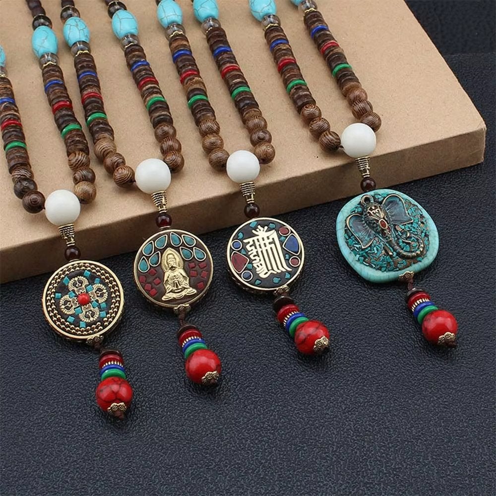 Indiase Houten Kralen Ketting, Verzenden, Nieuw, Bruin, Overige materialen
