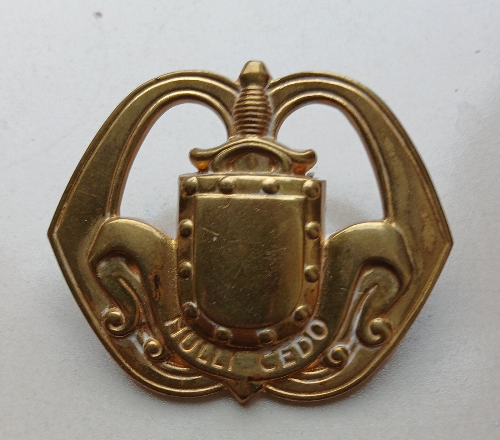 Embleem Landmacht Nulli Cedo, Ophalen of Verzenden, Landmacht, Nederland, Embleem of Badge