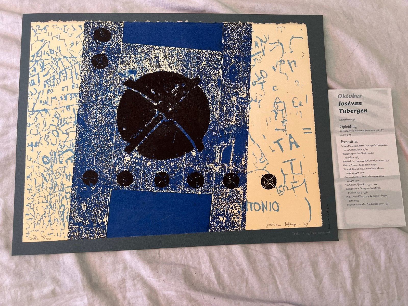 José van Tubergen - Tacks - Hoogdruk, Zeefdruk, Ets, Antiek en Kunst, Ophalen, Ets, Genummerd, 1950 - 1999