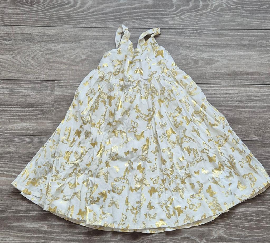 H&M Jurk met gouden vlinders en vogels, maat 128, Meisje, H&M, Ophalen of Verzenden, Zo goed als nieuw
