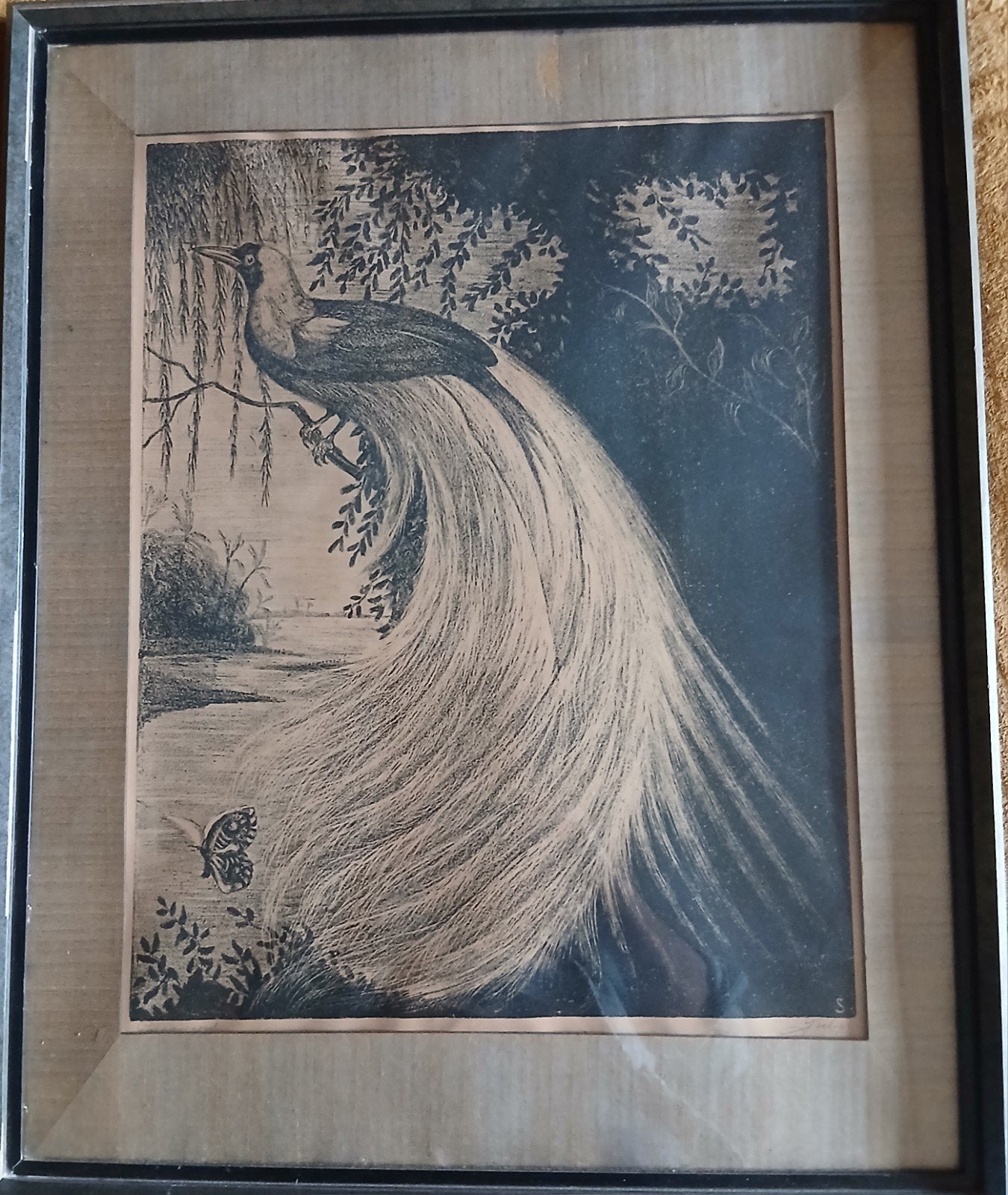 Gesigneerde litho 'Paradijsvogel' door J. Schip, Ophalen, Flora en Fauna, Lithografie, Gesigneerd