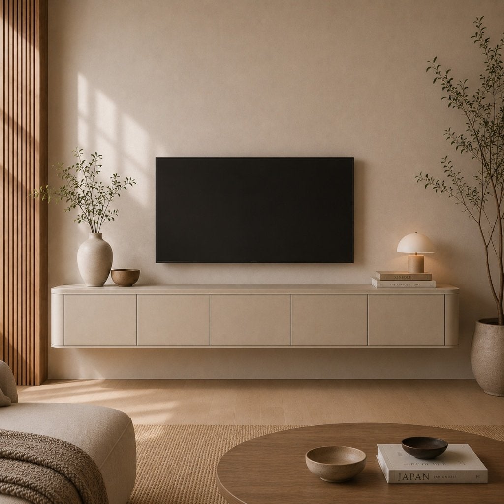 Japandi tv dressoir Taupe Zwevend Direct leverbaar!!, Overige materialen, Japandi tv dressoir, Nieuw, Ophalen of Verzenden