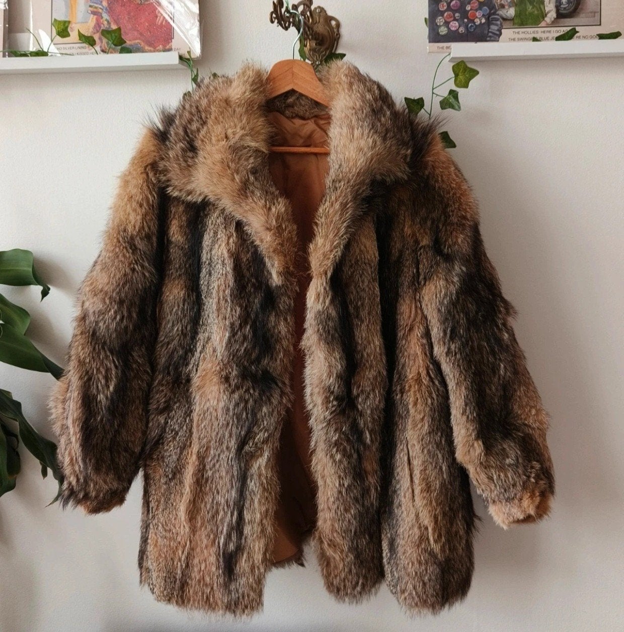 Vintage Faux Fur Jas - Retro Luxe Bruintinten Maat M, Ophalen of Verzenden, Zo goed als nieuw, Maat 38/40 (M), Bruin