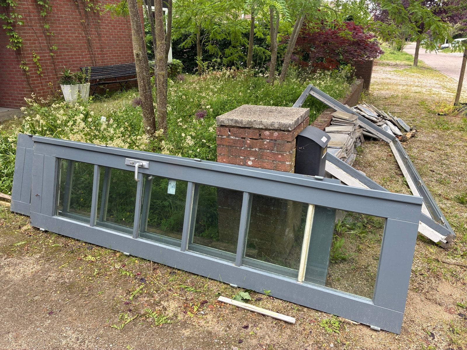 Hardhouten tuindeuren, raam en Vietnamese hardsteen, Ophalen, Gebruikt, Buitendeur, Hout