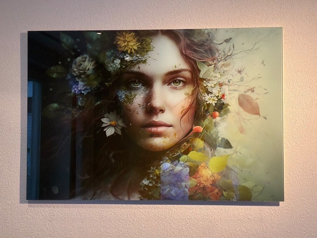 schilderij, Glas, Print, Portret, Ophalen