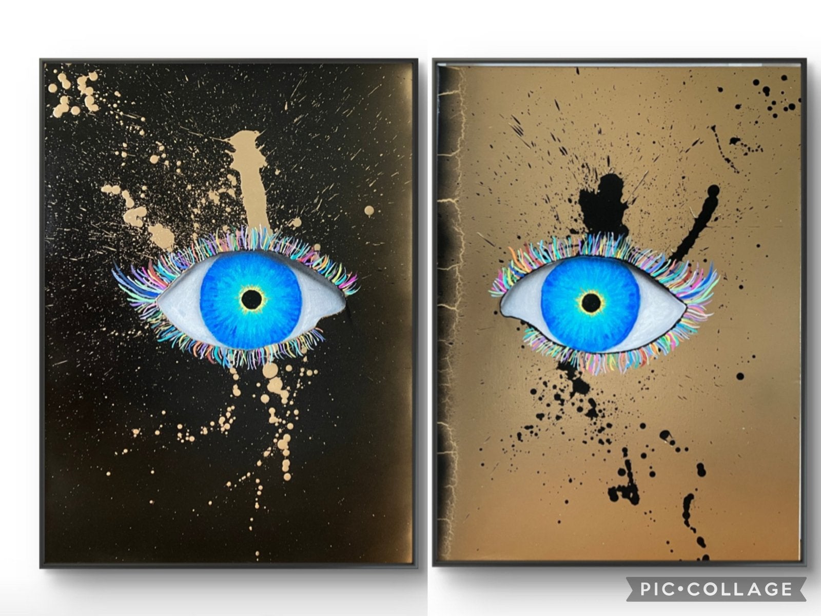 Set schilderijen 50cm x 70cm ‘with eyes wide open’,geen druk, Antiek en Kunst, Kunst | Schilderijen | Modern, Ophalen of Verzenden