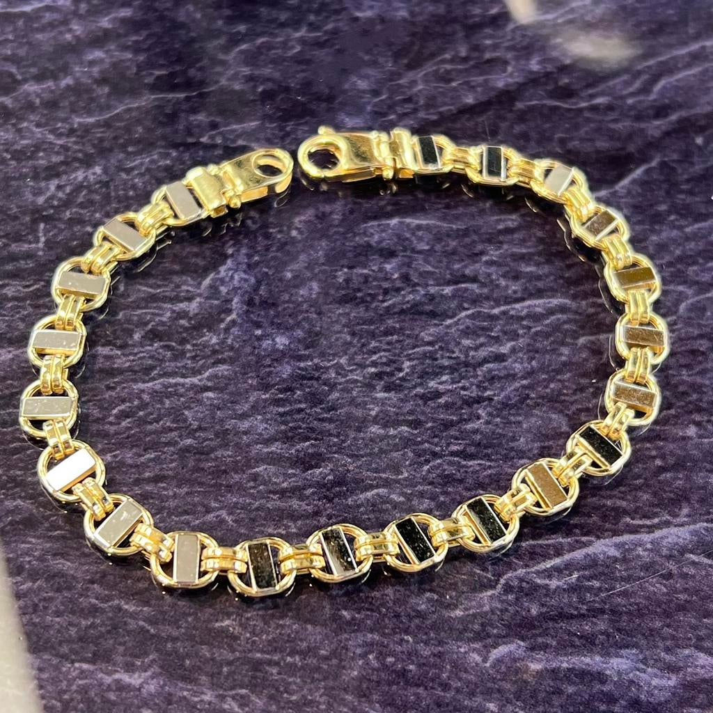 14 karaat gouden armband flat magnum kingsley schakel, Ophalen of Verzenden, Nieuw, Goud