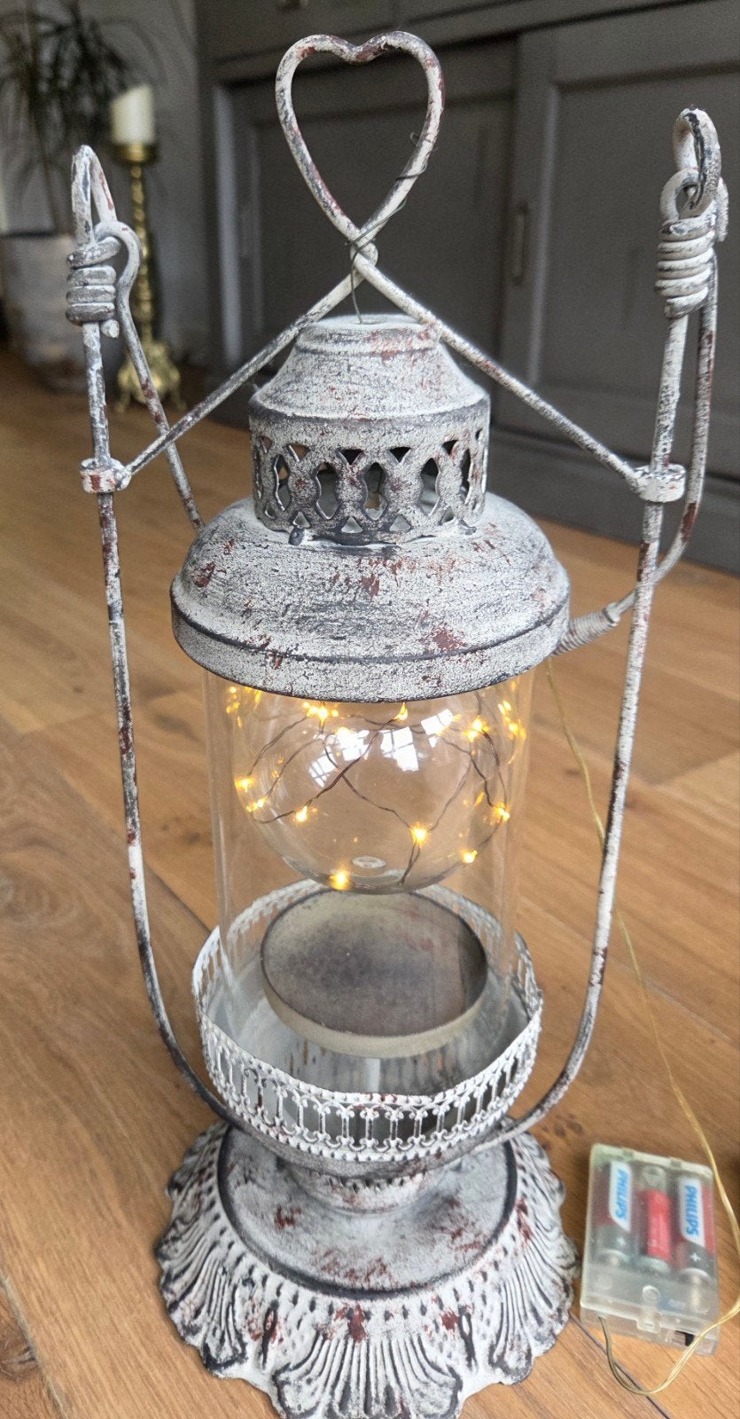Set van 2 Vintage Decoratieve Lantaarns met LED-verlichting, Ophalen, Vintage, Zo goed als nieuw, Metaal