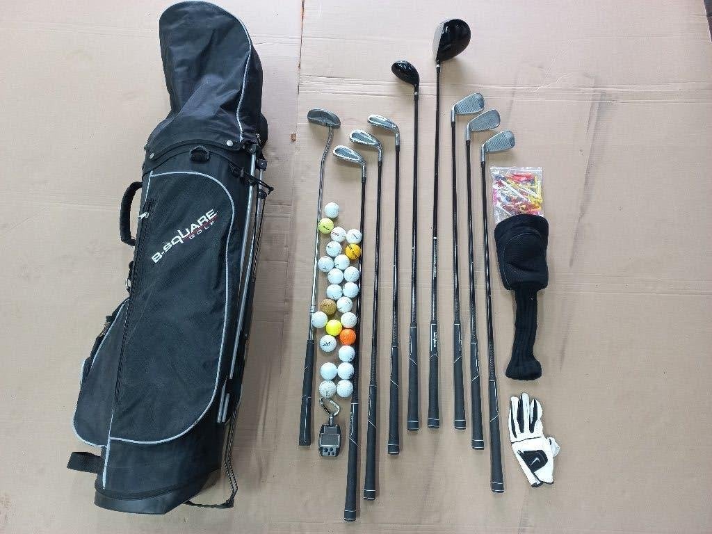 Complete golftas inclusief clubs, ballen, tees, counter, Sport en Fitness, Golf, Ophalen, Gebruikt, Set, Overige merken