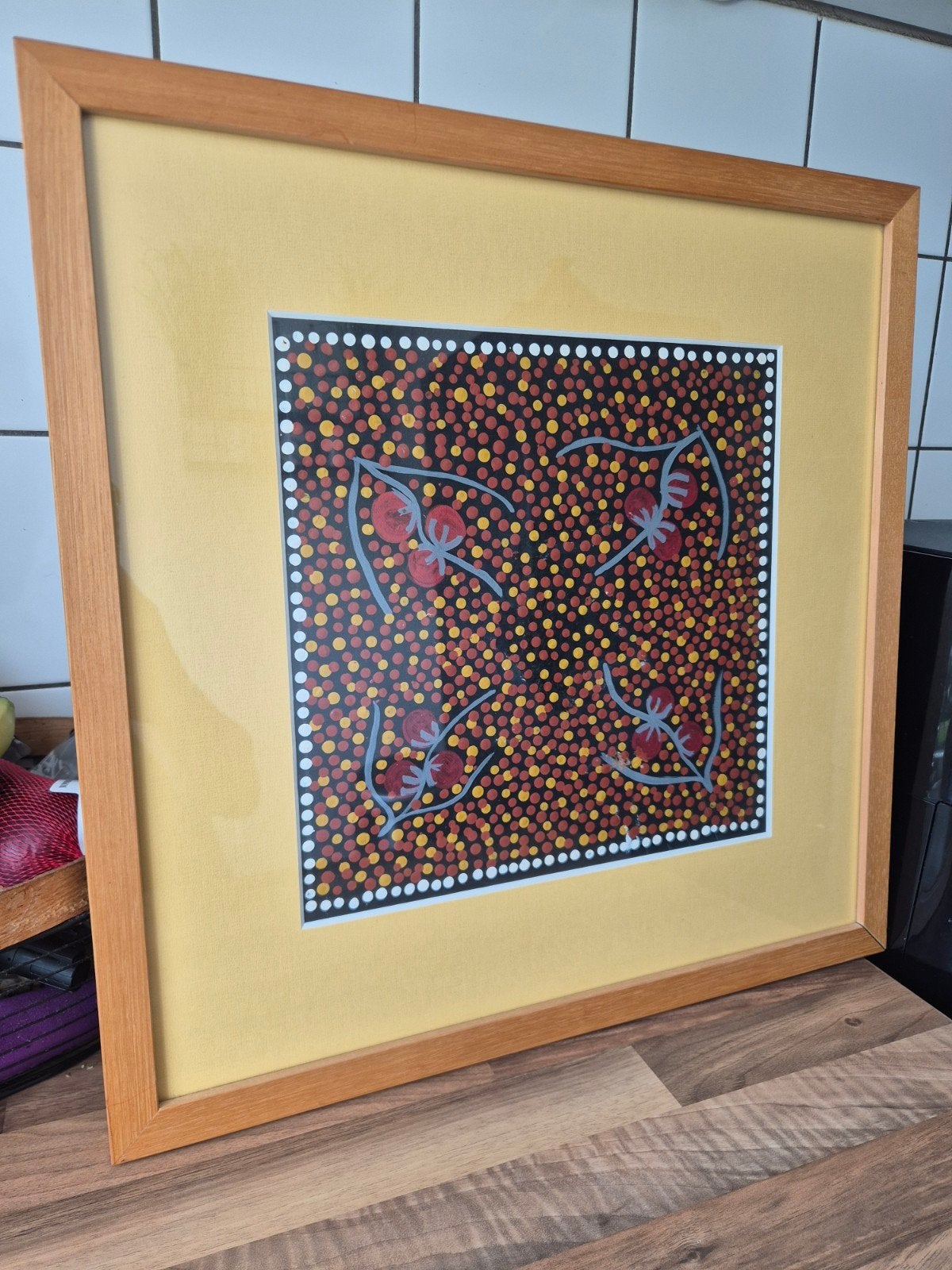Aboriginal Dot art Schilderij Origineel, Antiek en Kunst, 43 cm, Ophalen of Verzenden, Overige herkomsten, Schilderij