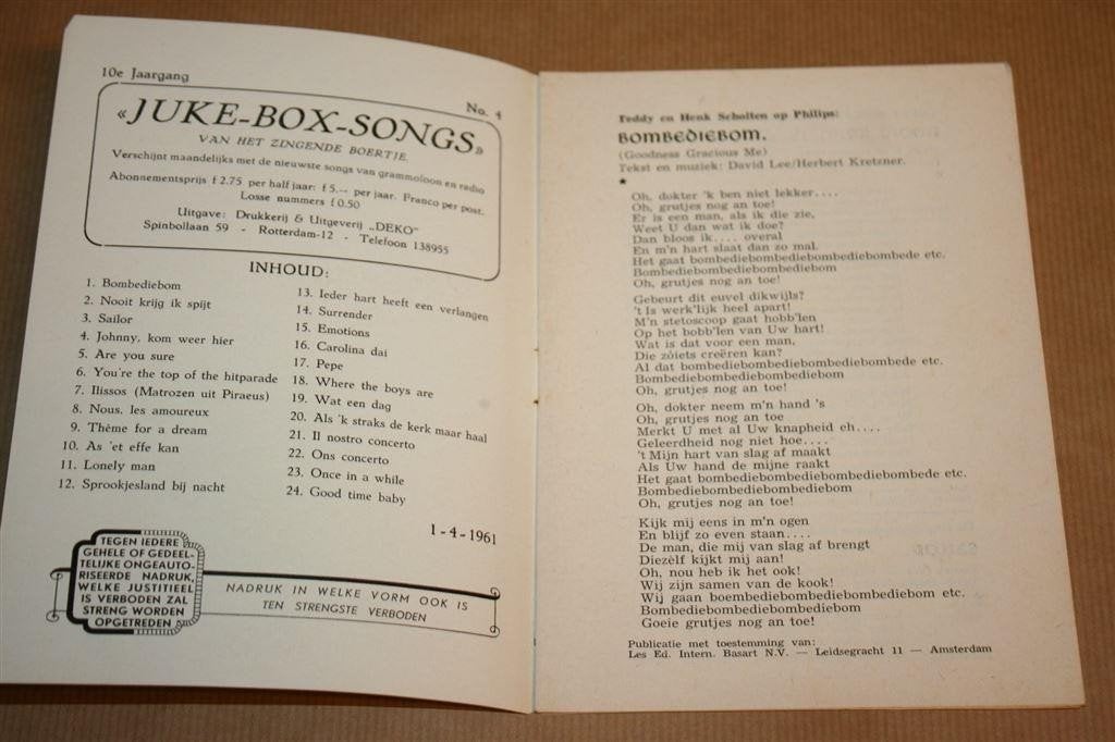 Juke-Box-Songs No. 4 1961 — Elvis Presley & Bobby Rydell, Ophalen of Verzenden, Gelezen, Artiest