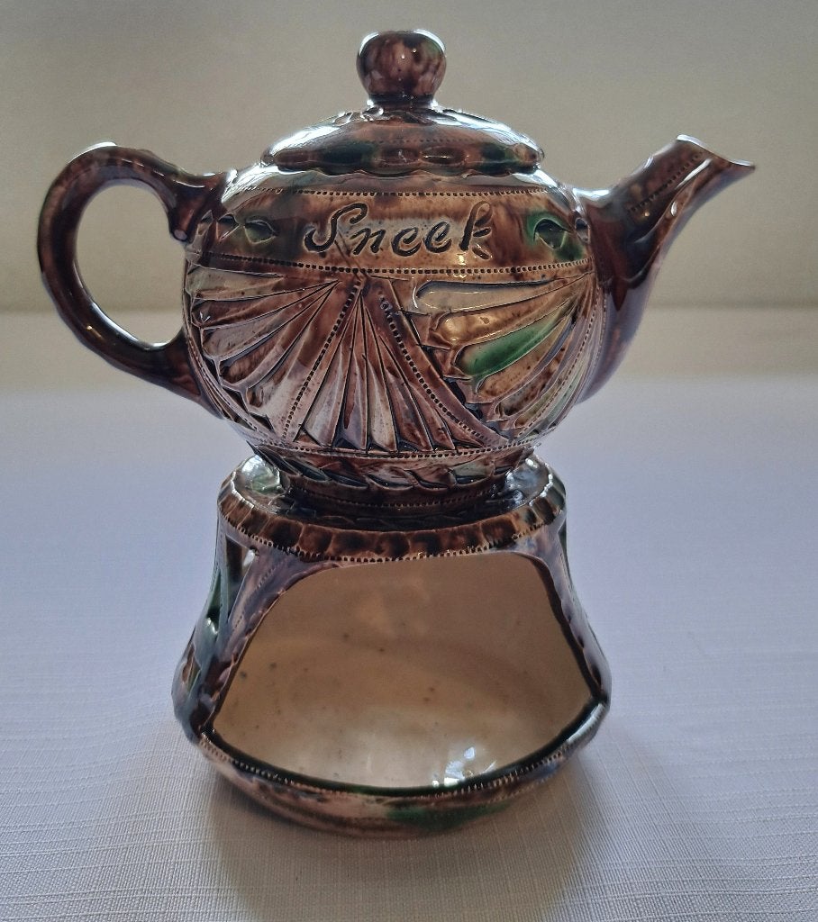 Sneek keramiek kerfsnede theepot + theelicht Fries aardewerk, Antiek en Kunst, Verzenden