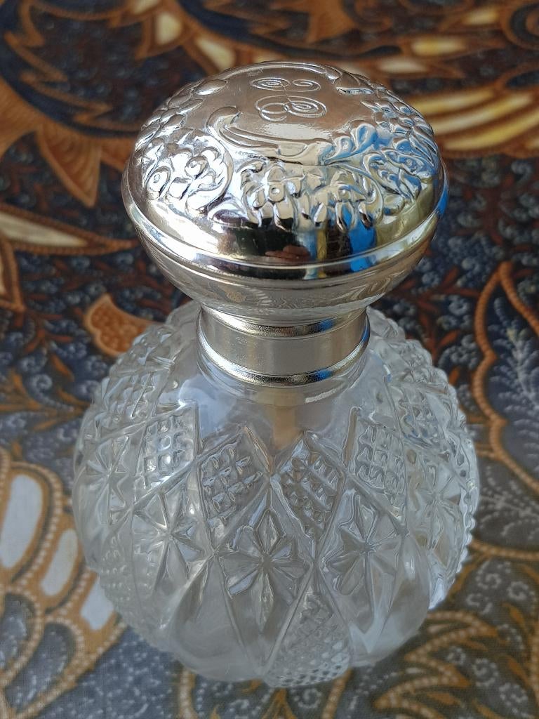 Mooie oude vintage parfum verstuiver uit Frankrijk 9,3 cm., Ophalen of Verzenden