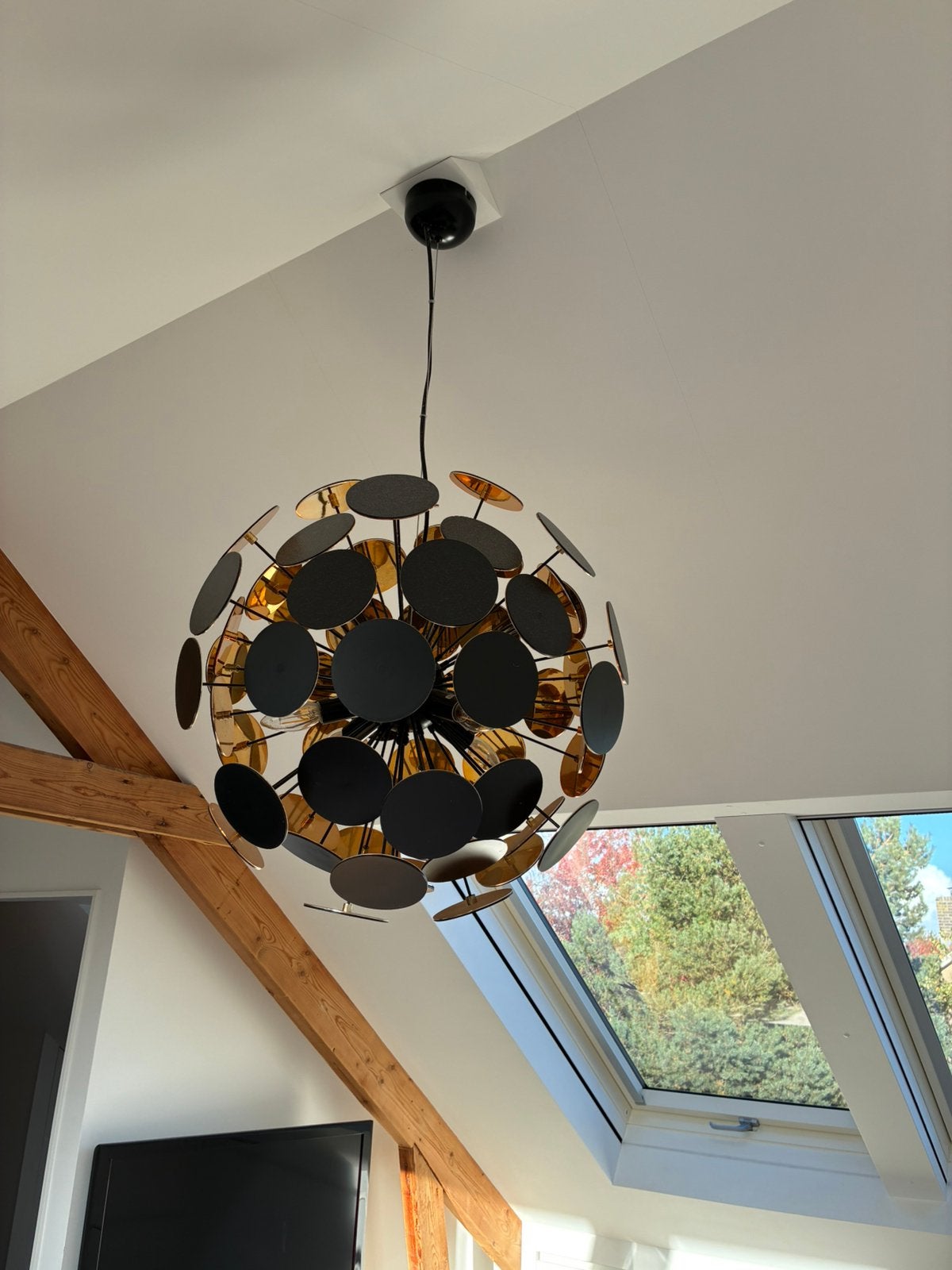 Bijzondere design hanglamp zwart-goud, Huis en Inrichting, Ophalen, Zo goed als nieuw