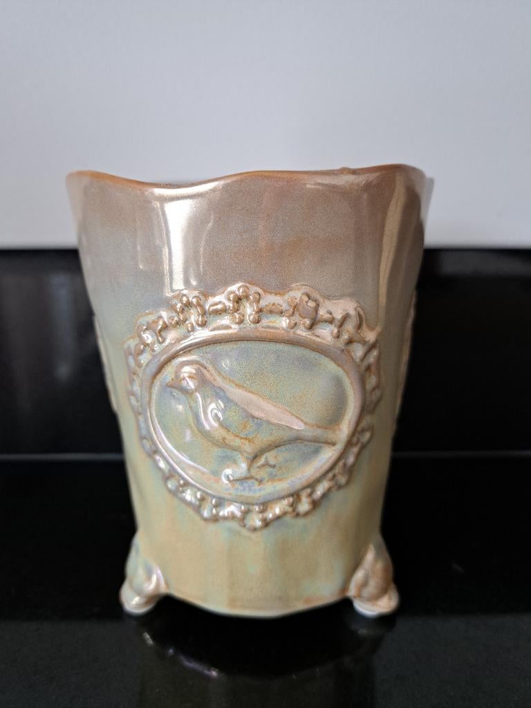 Des Pots Vaasje met Vogelmotief, Overige kleuren, Aardewerk of Porselein, Ophalen of Verzenden, Zo goed als nieuw