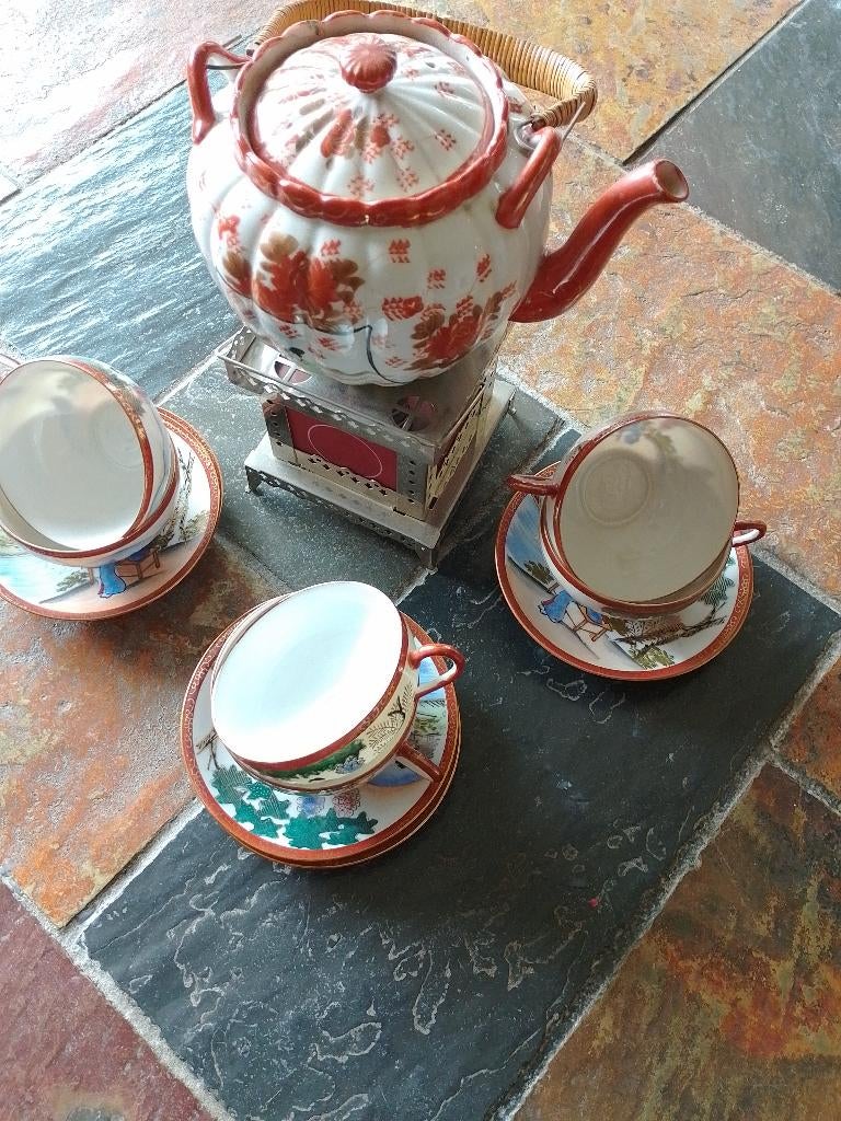 Theelicht met pot en 6 kopjes, Ophalen of Verzenden