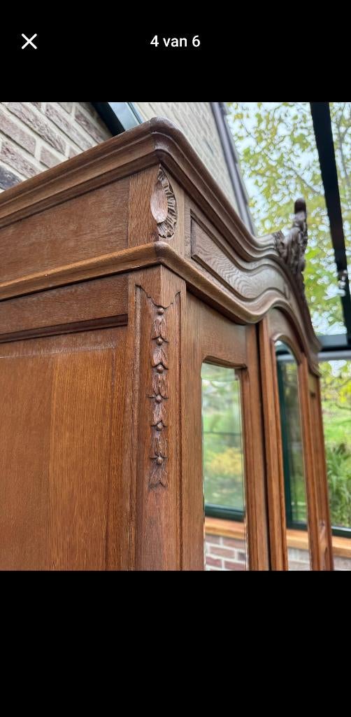 Franse Drie-Deurs Kleerkast met Spiegels - Louis XV-stijl, Antiek en Kunst, Antiek | Meubels | Kasten, Ophalen