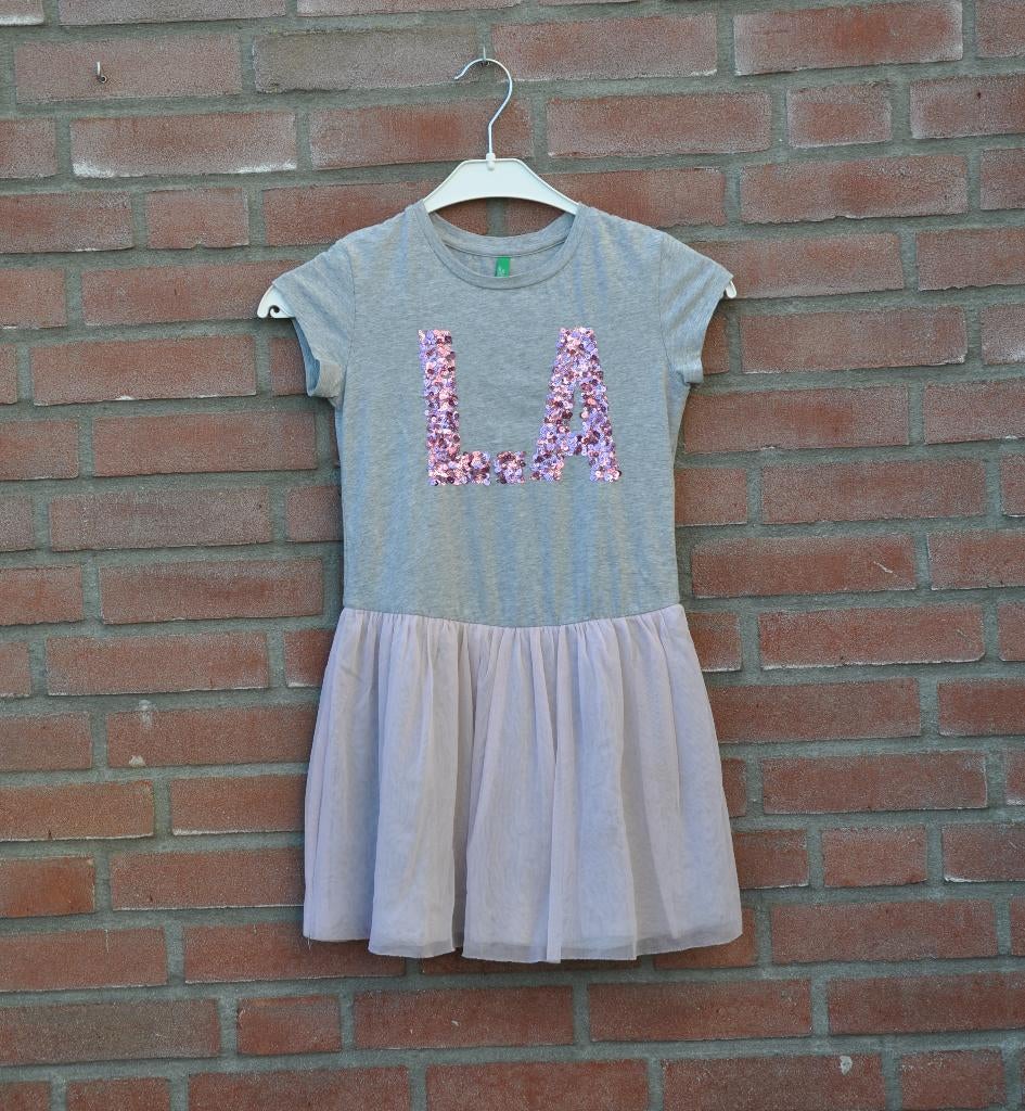 benetton jurk 134, dress 134, kinderkleding 134, Kinderen en Baby's, Kinderkleding | Maat 134, Meisje, Ophalen of Verzenden, Zo goed als nieuw