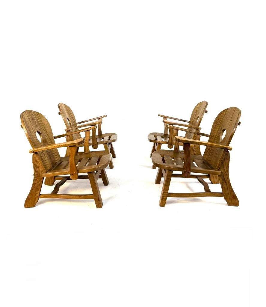 Set van 4 vintage Brutalistische fauteuils ‘60, Vintage retro buisframe design rotan webbing papercord deens, 75 tot 100 cm, Ophalen of Verzenden