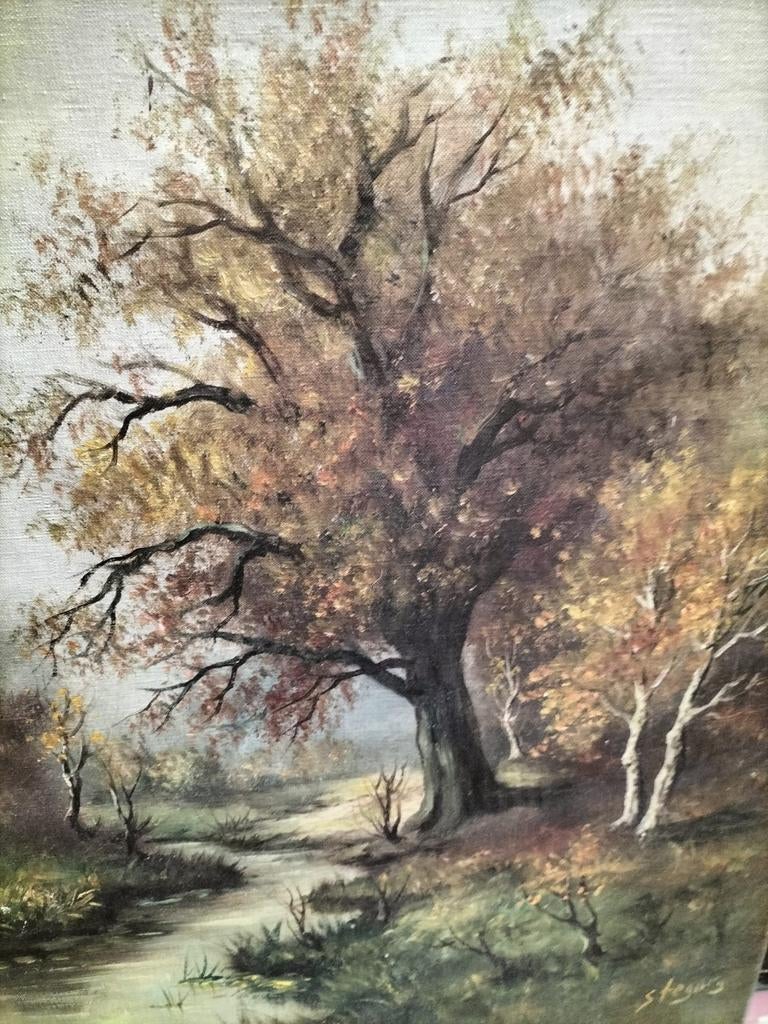 Gesigneerd Schilderij Stegers - Landschap met Bomen, Ophalen of Verzenden