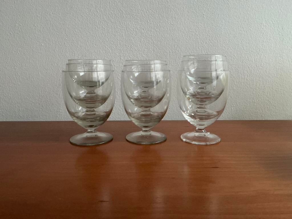 Sybren Valkema: 3 x 3 glazen uit glasservies 'Compact' 1949, Ophalen of Verzenden, Gebruikt, Overige typen