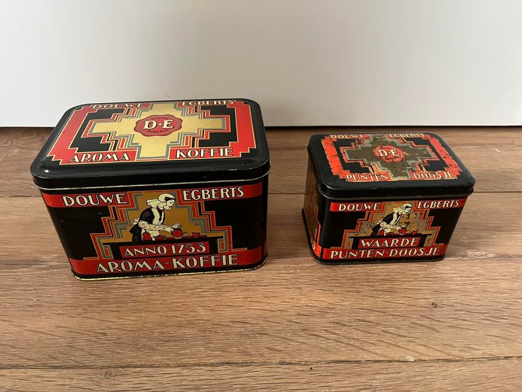 Douwe Egberts koffieblik en spaarpuntenblikje, Verzamelen, Blikken, Ophalen of Verzenden, Gebruikt, Koffie, Douwe Egberts