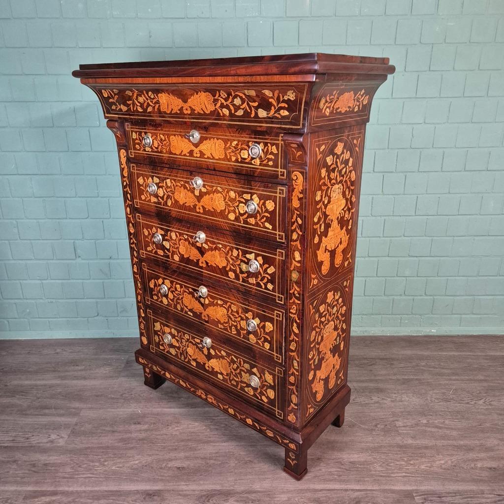 27573 Secretaire Ladenkast Biedermeier 1790 Mahonie, Ophalen of Verzenden, Zo goed als nieuw, Biedermeier