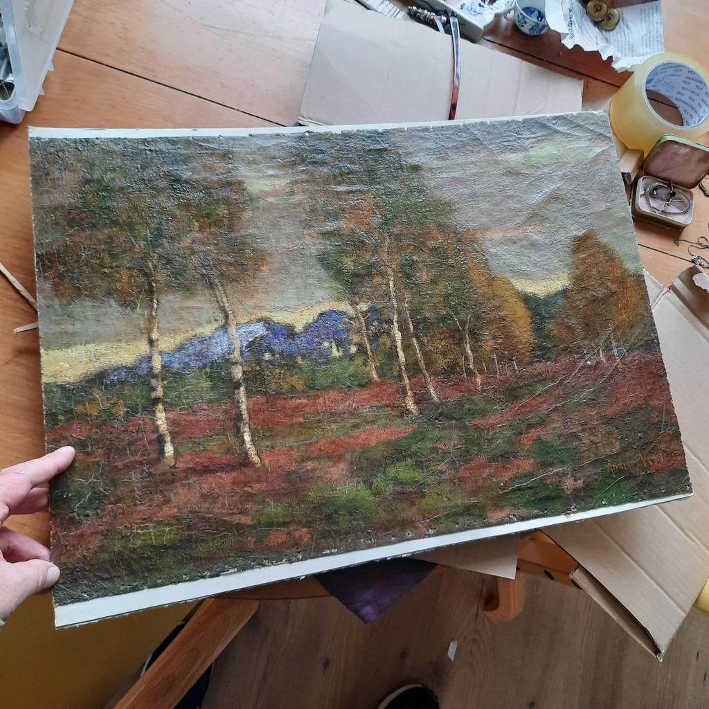 Antiek Olieverf Schilderij Andries Verleur 1901 bij Baarn, Antiek en Kunst, Ophalen of Verzenden
