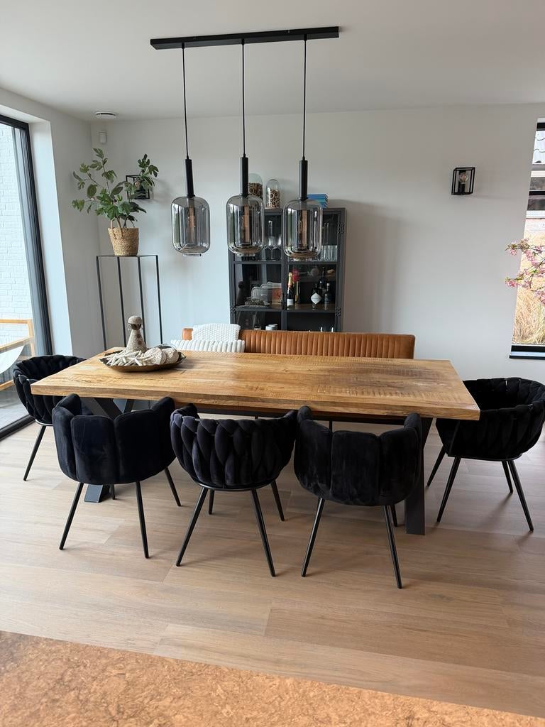Pole To Pole 5 eetkamer stoelen 3x Wave chair 2x High Five, Ophalen, Zwart, Zo goed als nieuw, Stof