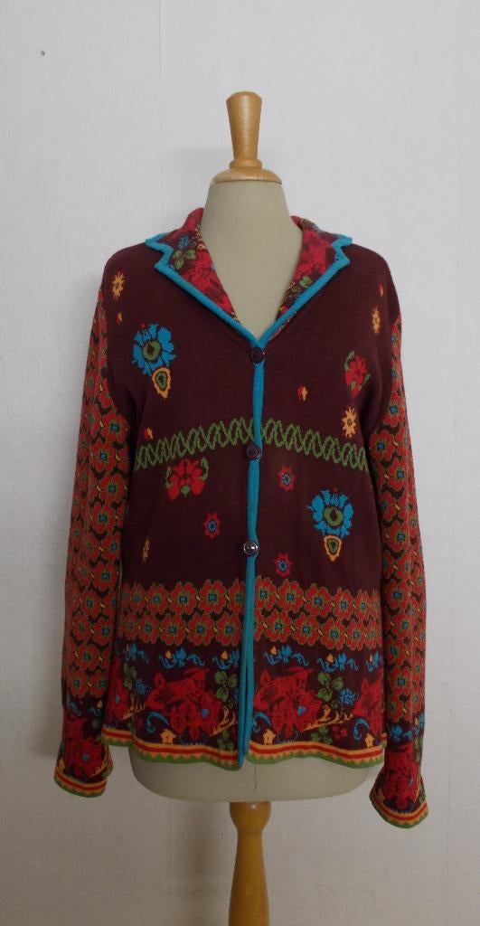 Folklore fleurige print dik katoenen vest/cardigan! L, Ophalen of Verzenden, Zo goed als nieuw, Maat 42/44 (L), Rood