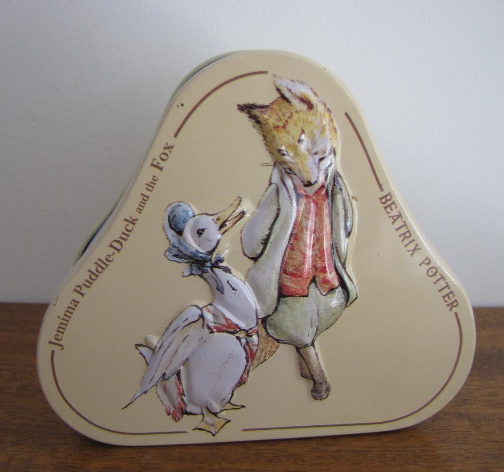Blikken spaarpot met Beatrix Potter figuurtjes, Ophalen, Zo goed als nieuw, Metaal of Blik, Strip- of Tekenfilmfiguur