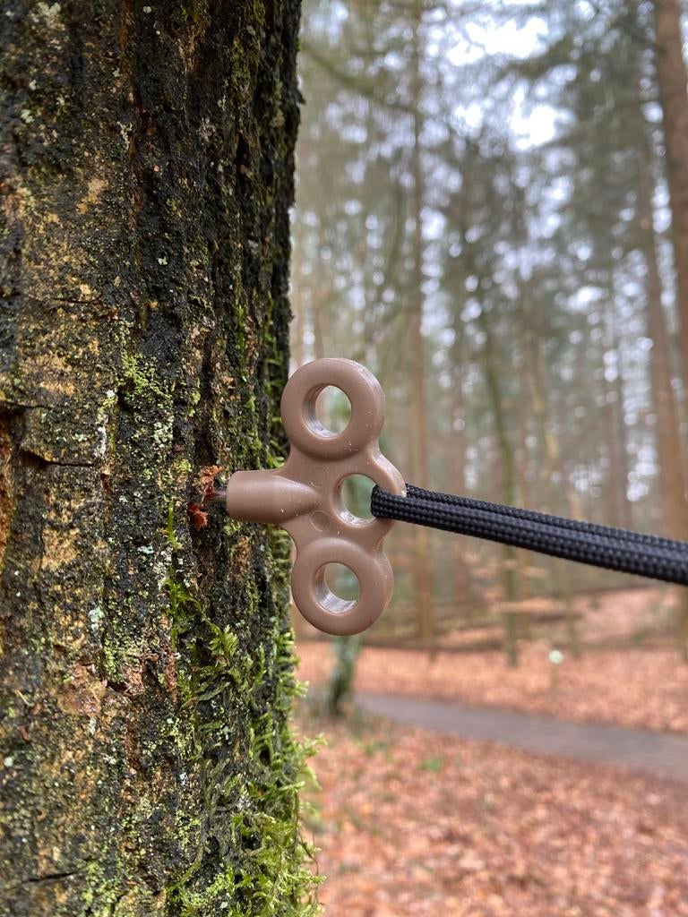 4x Touwhaken met Schroefdraad - Bruin, Caravans en Kamperen, Tentaccessoires, Nieuw, Ophalen of Verzenden