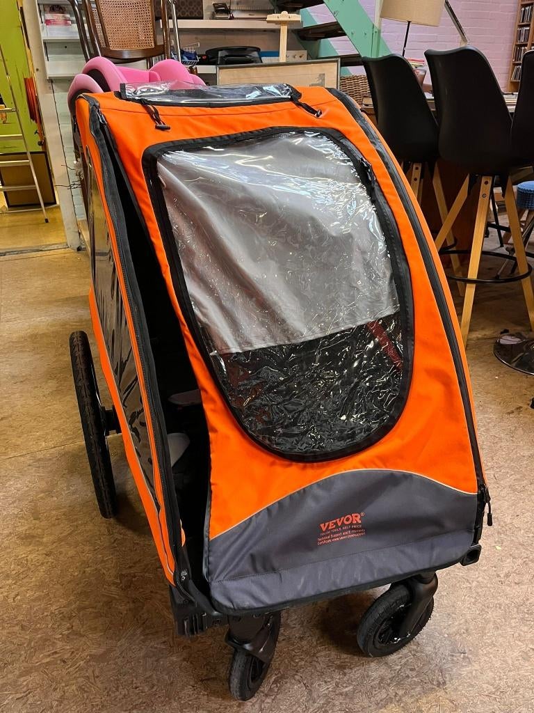 VEVOR 2-in-1 Fietskar & Kinderwagen – Oranje/Grijs (Sirkel), Fietsen en Brommers, Ophalen, Gebruikt, Vevor, Opvouwbaar
