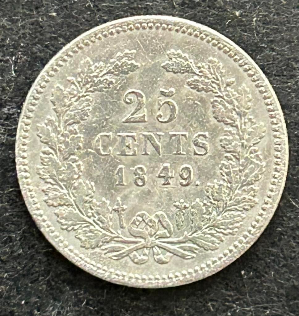Kwartje 1849, Zilver, 25 cent, Ophalen of Verzenden, Losse munt