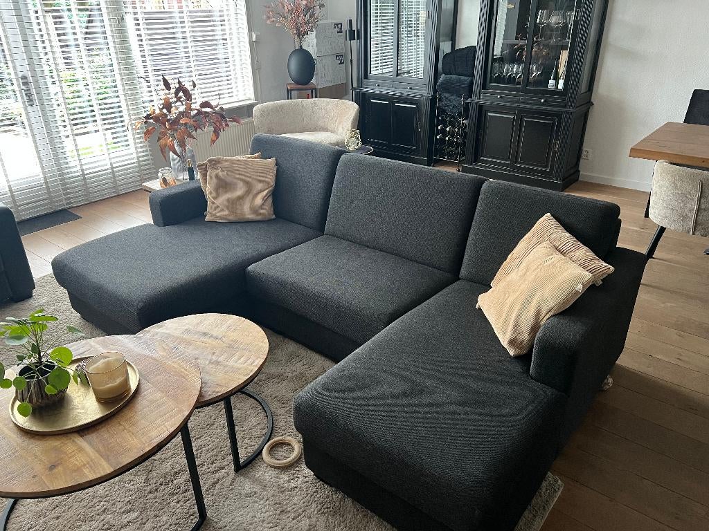 bankstel + 2 x chaisse lonque, Ophalen, 75 tot 100 cm, Zo goed als nieuw, Rechte bank