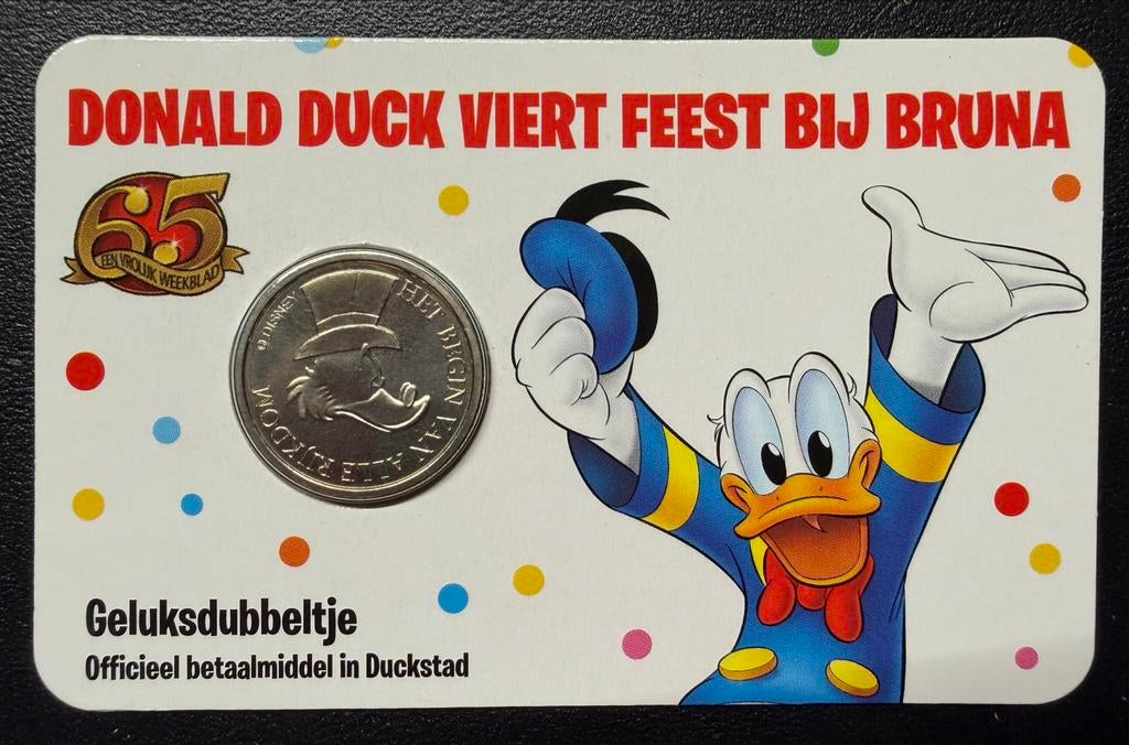 Donald Duck Coincard Bruna Geluksdubbeltje, Postzegels en Munten, Munten | Nederland, Ophalen of Verzenden